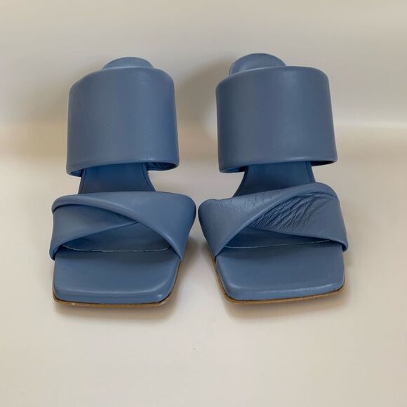 Kiro. Pamplona Leather Heeled Square Toe Sandal in Nappa Sky Blue Size 39 - Picture 5 of 12